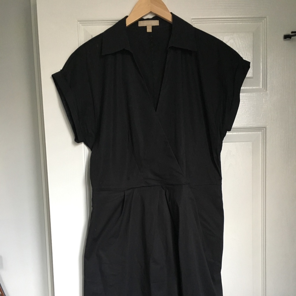 Short sleeve faux wrap dress